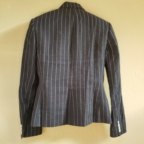 Lauren Ralph Lauren Women Size 6 Striped Three Button Career Blazer Jacket Black - Picture 2 of 5